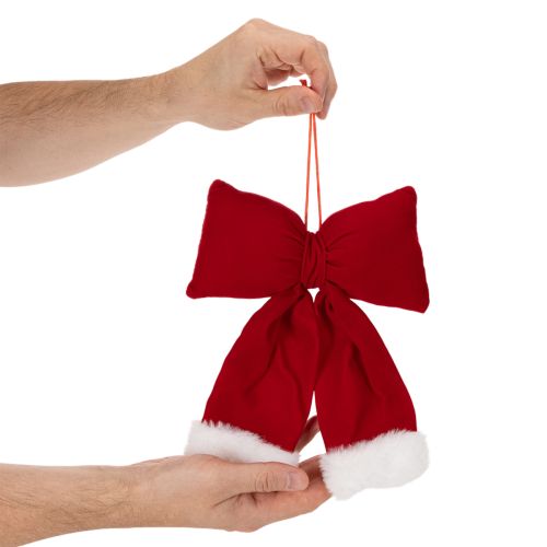 Dekoracyjna kokarda flanelowa z pluszowym wykończeniem do zawieszania, 25 cm | Floristik24.pl