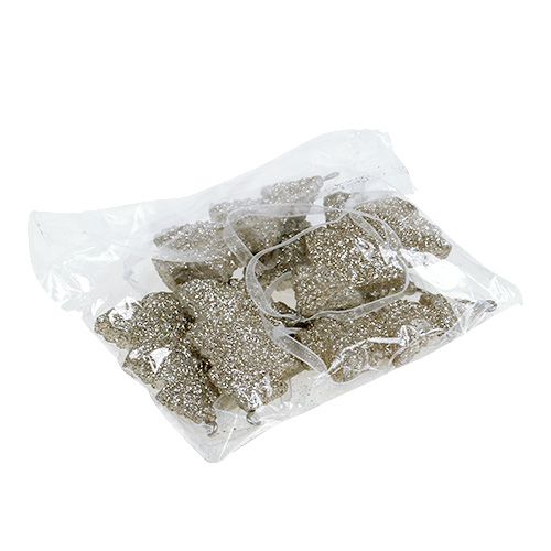 Floristik24 Zawieszka jodła z miką 6,5cm szampańska 6szt.