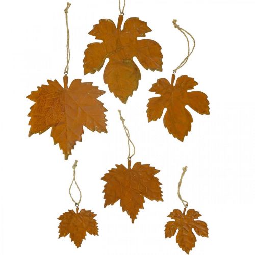 Produkt Dekoracja jesienna liście metaliczne rdzawe liście klonu 6 sztuk