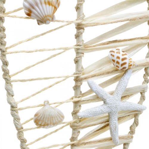 Floristik24 Morska ryba dekoracja z wikliny i muszli, wieszak dekoracyjny ryba forma natura 38cm