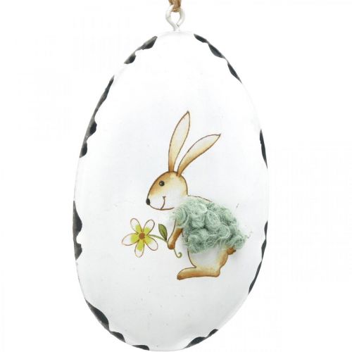 Floristik24 Jajka z króliczkiem, pisanki do powieszenia, metalowa dekoracja biała wys.10,5cm 4szt