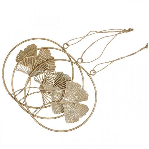 Produkt Ozdoba miłorzębowa złoty wieszak vintage dekoracja metalowa Ø16cm 3 szt