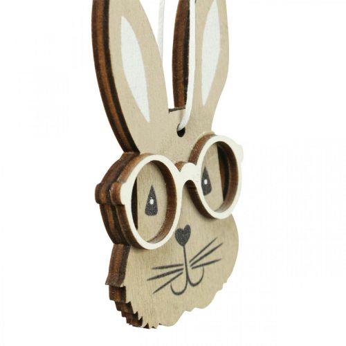Produkt Drewniana zawieszka królik w okularach marchewkowy brąz beżowy 4×7,5cm 9szt
