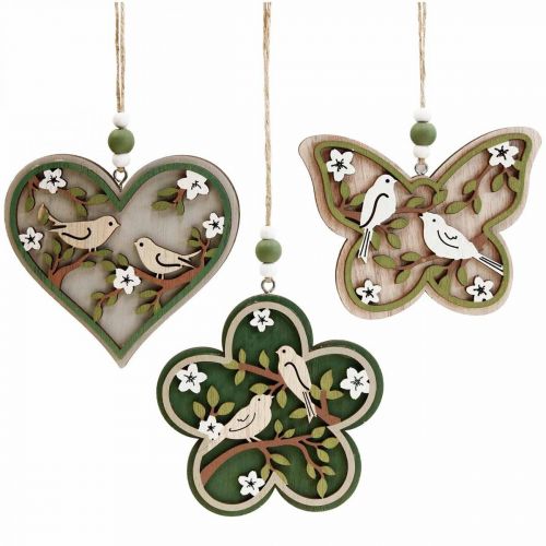 Floristik24 Dekoracja wisząca drewniana deco wieszak ptaki dekoracja okna 10cm 6szt