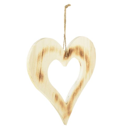 Ozdobne serce Drewniane ozdobne serce w sercu wypalonym naturalnym 25x25cm