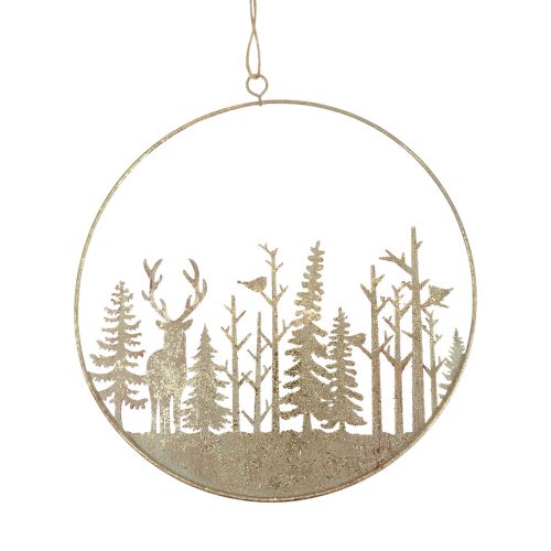 Dekoracyjny pierścionek metalowy jeleń leśny dekoracja vintage złoty Ø22,5cm