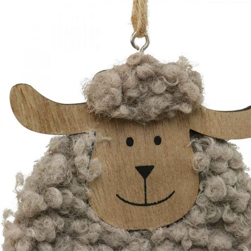 Ozdoba wielkanocna owieczki wieszak drewno puszyste 8,5×1,5×20cm 6szt
