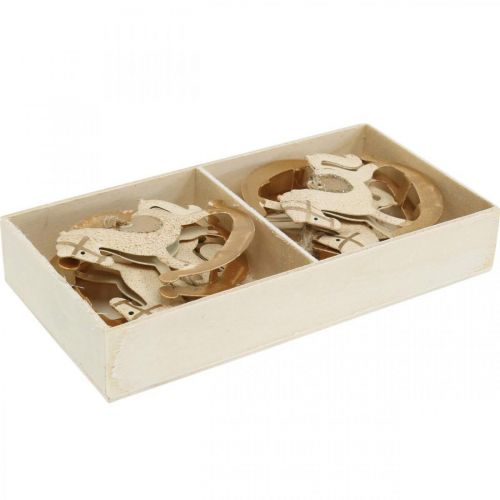 Floristik24 Deco Rocking Horse Christmas Metal Cream Brązowy 6szt