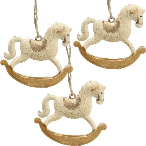 Produkt Deco Rocking Horse Christmas Metal Cream Brązowy 6szt