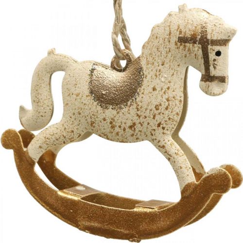 Produkt Deco Rocking Horse Christmas Metal Cream Brązowy 6szt