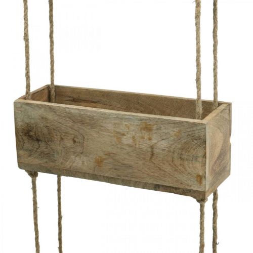 Floristik24 Doniczki na sznurku, półka wisząca do sadzenia, dekoracja drewna naturalne kolory dł.98cm szer.30cm