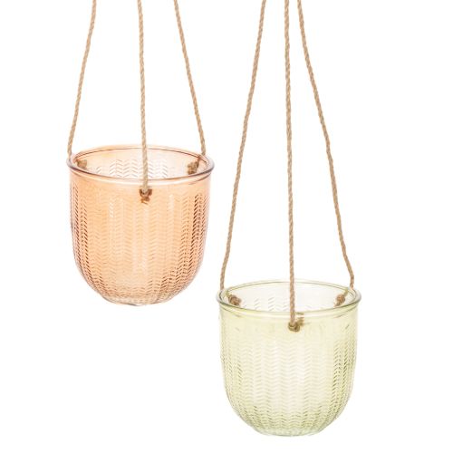 Doniczka szklana wisząca, dekoracyjna doniczka szklana, styl retro, zielono-brązowa, 14,5 cm, 2 sztuki kupić | Floristik24.pl