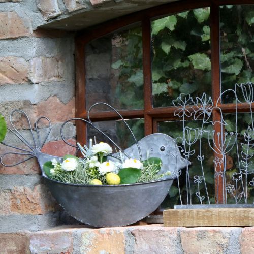 Floristik24 Wisząca doniczka metalowa doniczka ścienna ptak do zawieszenia 34×22cm