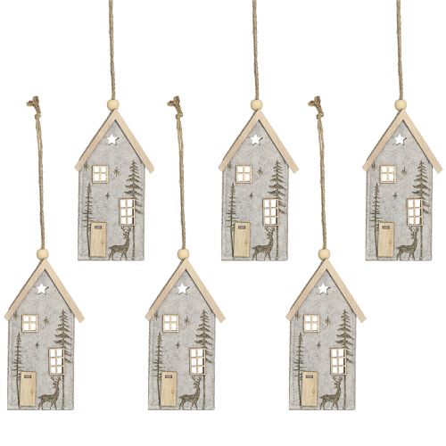 Produkt Domek do zawieszenia Świąteczna dekoracja filcowa beżowa 15cm 6 szt
