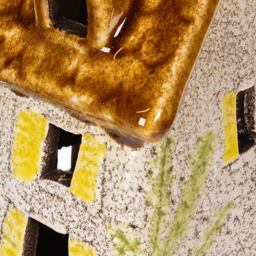 Produkt Rustykalny ceramiczny domek z jasnymi diodami LED, idealny jako nastrojowa dekoracja stołu, 15 cm, 2 sztuki