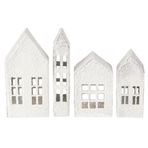 Floristik24 Miniaturowe domki do aranżacji wnętrz i stworzenia atmosfery, bardzo dekoracyjne, ponadczasowy design do domu, 14 cm, 4 sztuki