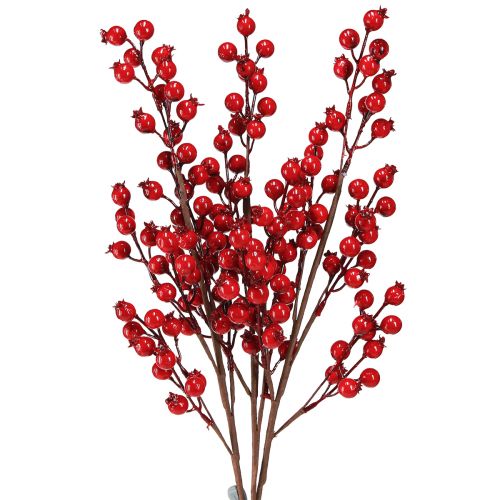 Floristik24 Ozdoba z dzikiej róży, sztuczne gałązki ozdobne, czerwona, dł. 62 cm, 3 sztuki