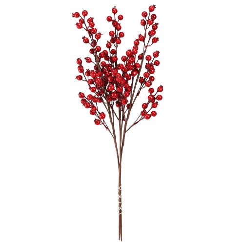Produkt Ozdoba z dzikiej róży, sztuczne gałązki ozdobne, czerwona, dł. 62 cm, 3 sztuki
