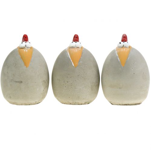 Floristik24 Figura dekoracyjna kogut beton 12cm 3szt.