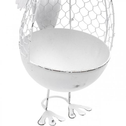 Floristik24 Kurczak do sadzenia, kosz kratowy, dekoracja wielkanocna, styl wiejski biały, srebrny W26,5 cm Ø11,5 cm