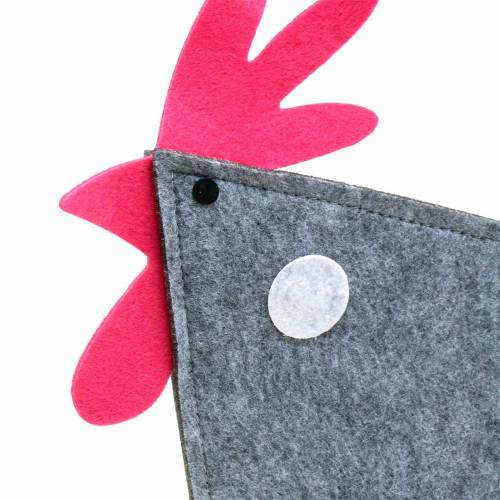 Floristik24 Kogut dekoracyjny z filcu w kropki szary, biały, różowy 30cm x 5cm W31,5cm Ozdoba wielkanocna, witryna sklepowa