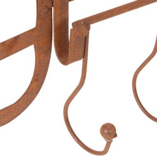 Zardzewiały metalowy wieszak na haki, dekoracyjny widły do siana, dekoracja ogrodowa, 4 haki, 62 cm | Floristik24.pl