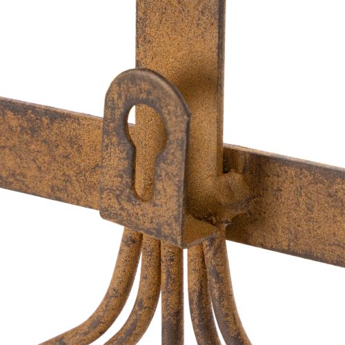 Wieszak na narzędzia ogrodnicze, ozdoby ogrodowe, grabie, łopatę i motykę; metalowy wieszak na ubrania wykonany z zardzewiałego metalu, dł. 33,5 cm | Floristik24.pl