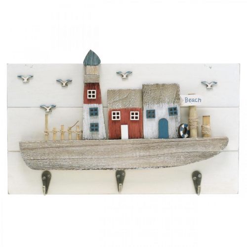 Floristik24 Szafa plażowa, dekoracja z drewna marynistycznego, wieszak na łódkę Shabby Chic L33cm