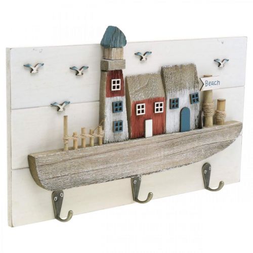Floristik24 Szafa plażowa, dekoracja z drewna marynistycznego, wieszak na łódkę Shabby Chic L33cm