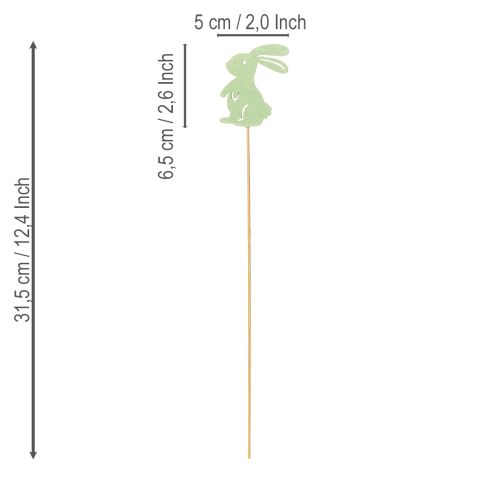 Produkt Dekoracyjne króliki na patyku jako graficzna ozdoba stołów i doniczek, 31,5 cm, 16 sztuk