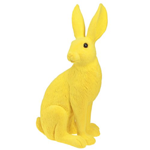 Floristik24 Królik żółty siedzący Dekoracja zajączka wielkanocnego flokowana 16×13×35cm