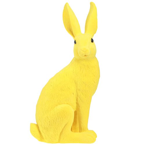 Floristik24 Królik żółty siedzący Dekoracja zajączka wielkanocnego flokowana 16×13×35cm
