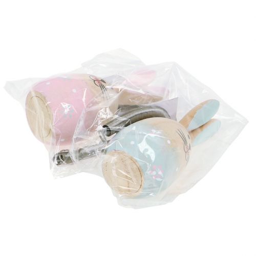 Floristik24 Zając z piórkiem do zawieszenia różowy, niebieski 9cm - 9,5cm