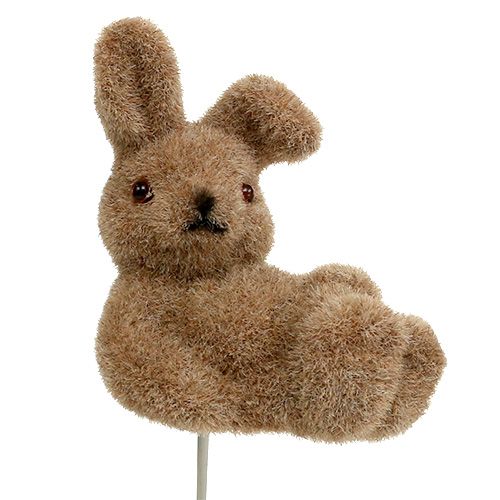 Produkt Króliczek flokowany na drucie brązowy 4cm - 6cm 12 szt