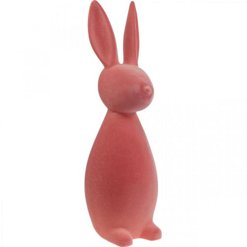 Floristik24 Deco Bunny Deco Easter Bunny Flokowany Pomarańczowy Morelowy W69cm