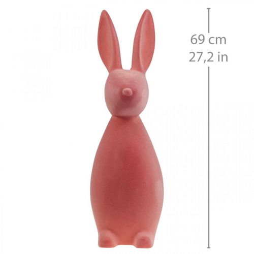 Floristik24 Dekoracyjny Zając Wielkanocny – 2. Wybór – Flokowany Pomarańczowy Morelowy H69cm