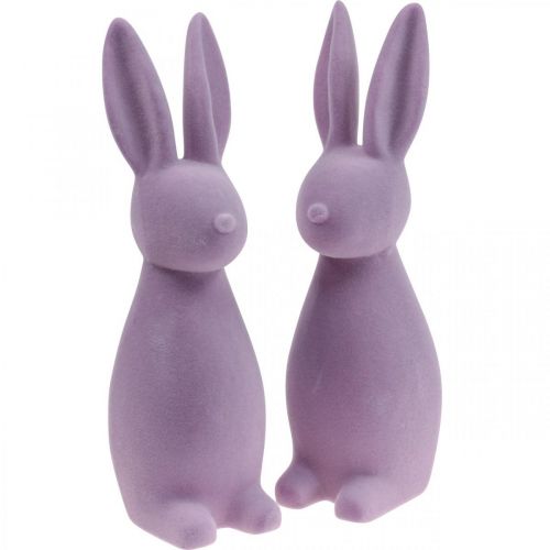 Produkt Dekoracyjny Zając Wielkanocny – 2. Wybór – Flokowany Liliowy H29,5 cm 2 szt.