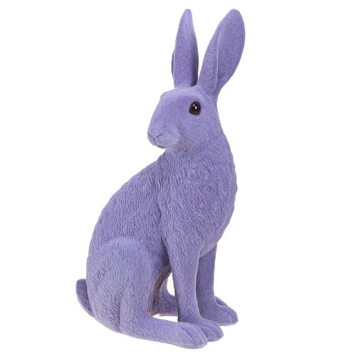 Produkt Zajączek siedzący Dekoracja zajączka wielkanocnego flokowana w kolorze liliowym 12×9×25cm