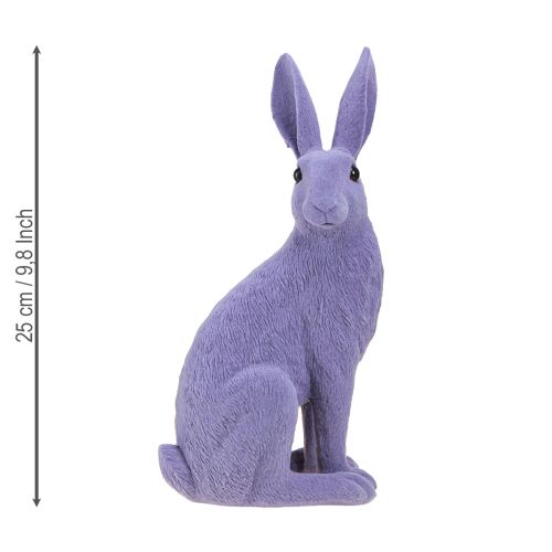 Produkt Zajączek siedzący Dekoracja zajączka wielkanocnego flokowana w kolorze liliowym 12×9×25cm