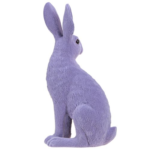 Produkt Zajączek siedzący Dekoracja zajączka wielkanocnego flokowana w kolorze liliowym 12×9×25cm