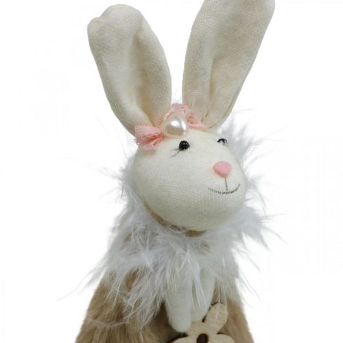 Floristik24 Zajączek z tkaniny, dekoracja wiosenna, zajączek dekoracyjny do zawieszenia brązowy, naturalny W21cm 6szt