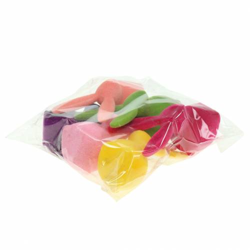 Produkt Królik flokowany, kolorowy, wys. 13 cm, mix kolorów, 6 sztuk