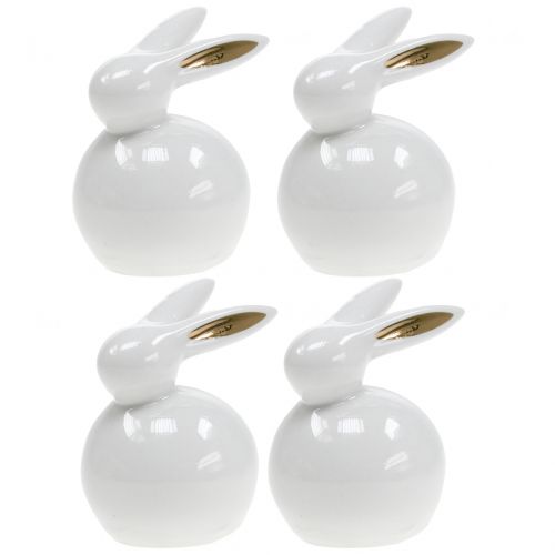 Floristik24 Figurka wielkanocna zajączek biało-złoty 8,5cm 4szt.