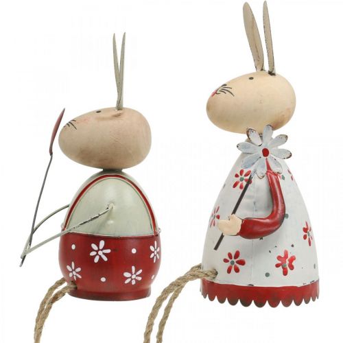 Produkt Króliczek z dziecinną ławką na krawędzie drewno wielkanocne, metal wys.21/23cm zestaw 2