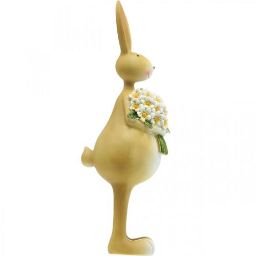 Floristik24 Zajączek z bukietem kwiatów, dekoracja wielkanocna, figura dekoracyjna króliczek wys.32cm