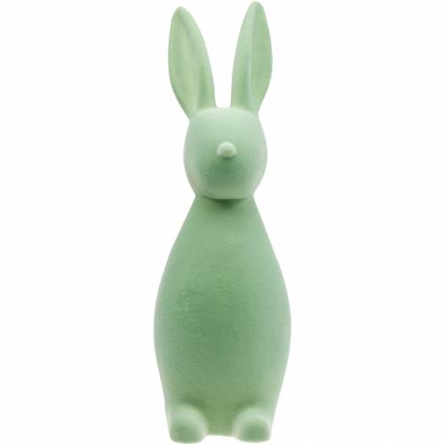 Floristik24 Zajączek do dekoracji wielkanocnych 47cm zielony flokowany zajączek wielkanocny figurka dekoracyjna Wielkanoc