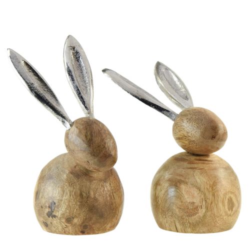 Floristik24 Królik Drewno Metal Naturalne Srebro W10/12,5cm 2 szt