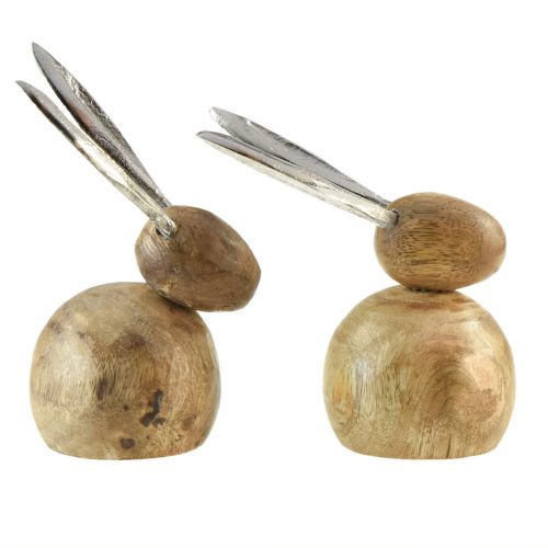Produkt Królik Drewno Metal Naturalne Srebro W10/12,5cm 2 szt