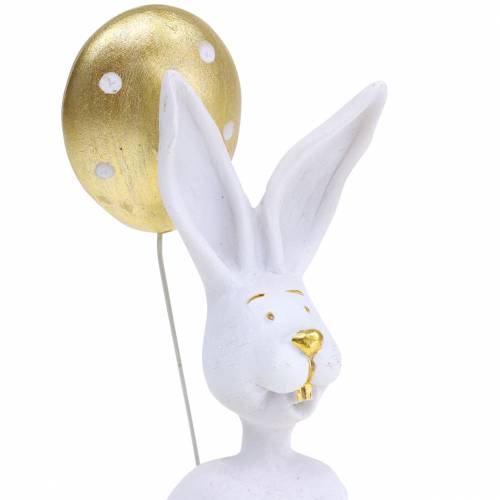 Floristik24 Króliczek z balonem siedzący biały, złoty W13,5cm 2szt