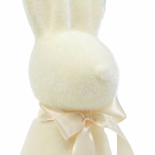 Floristik24 Króliczek flokowany kremowy biały W49cm
